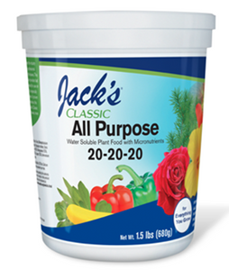 Jacks All Purpose Fertilizer, 20-20-20, Jacks Classic Water Soluble Fertilizer