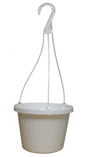 Hanging Basket Plastic, White, (Qty. 10),  W/  Matching Hangers, Hanging Planter