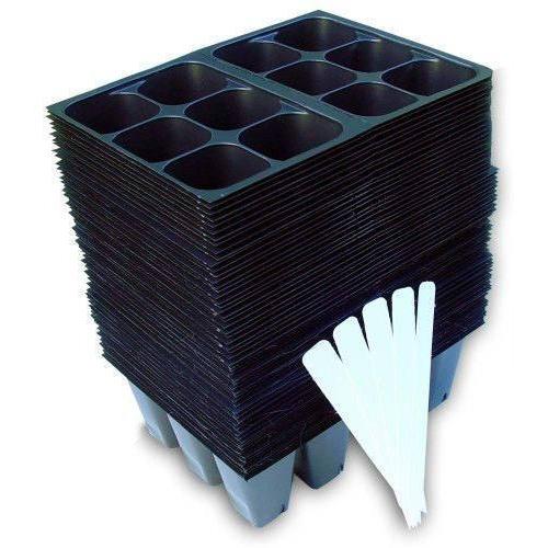 720 Cells Seedling Starter Trays for Seed Germination +5 Plant Labels (120, 6-cell Trays)-Starting Gardens